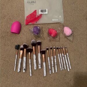 Marble Makeup Brush Set with Pink and Purple Blenders